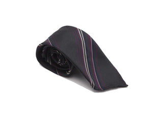 Silk Tie Repp Multi-Stripe Charcoal