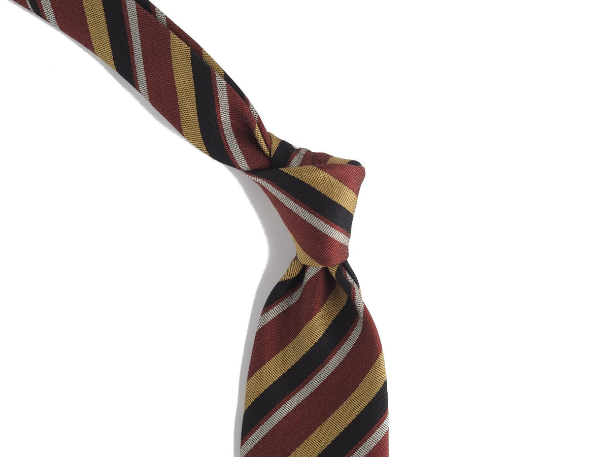 Silk Tie Thin Repp Stripe Red & Gold