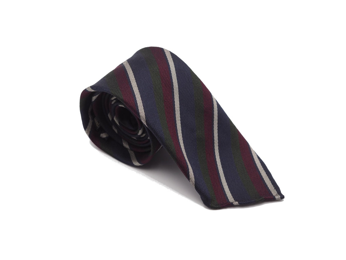 Silk Tie Thin Repp Stripe Navy & Burgundy
