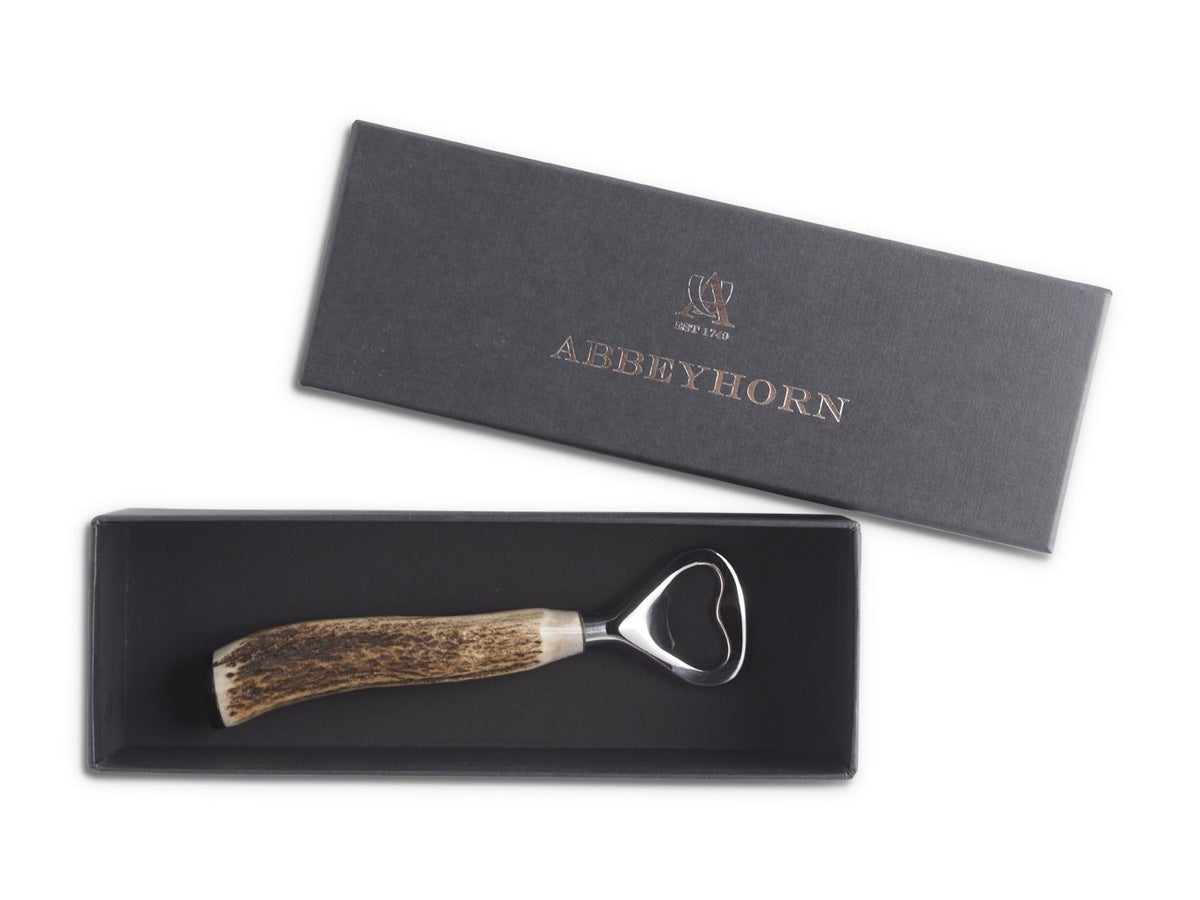 Abbeyhorn stag horn bottle opener in box