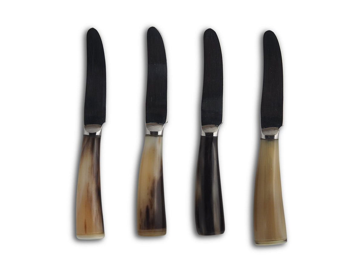 Abbeyhorn butter knives with varying coloured handles
