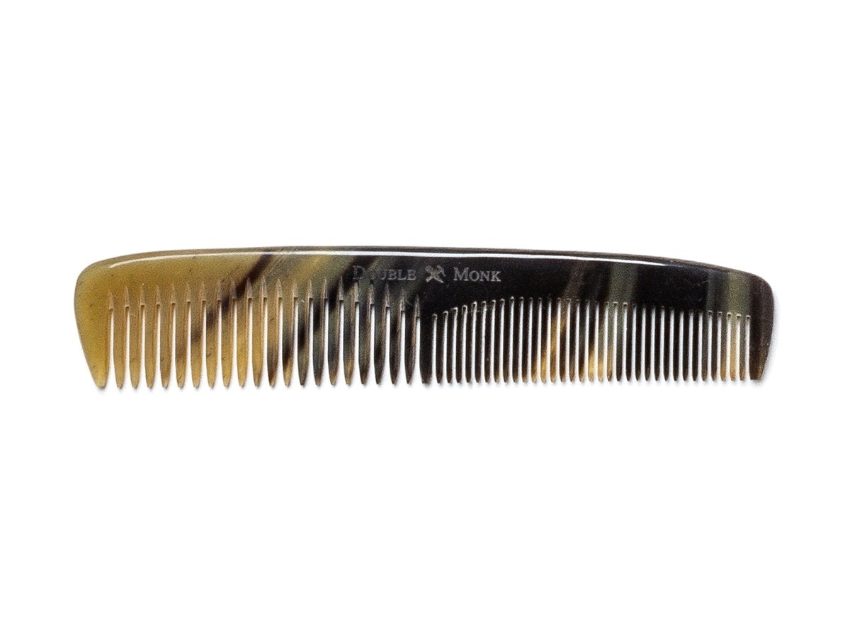 Abbeyhorn horn hair comb with black and brown variations