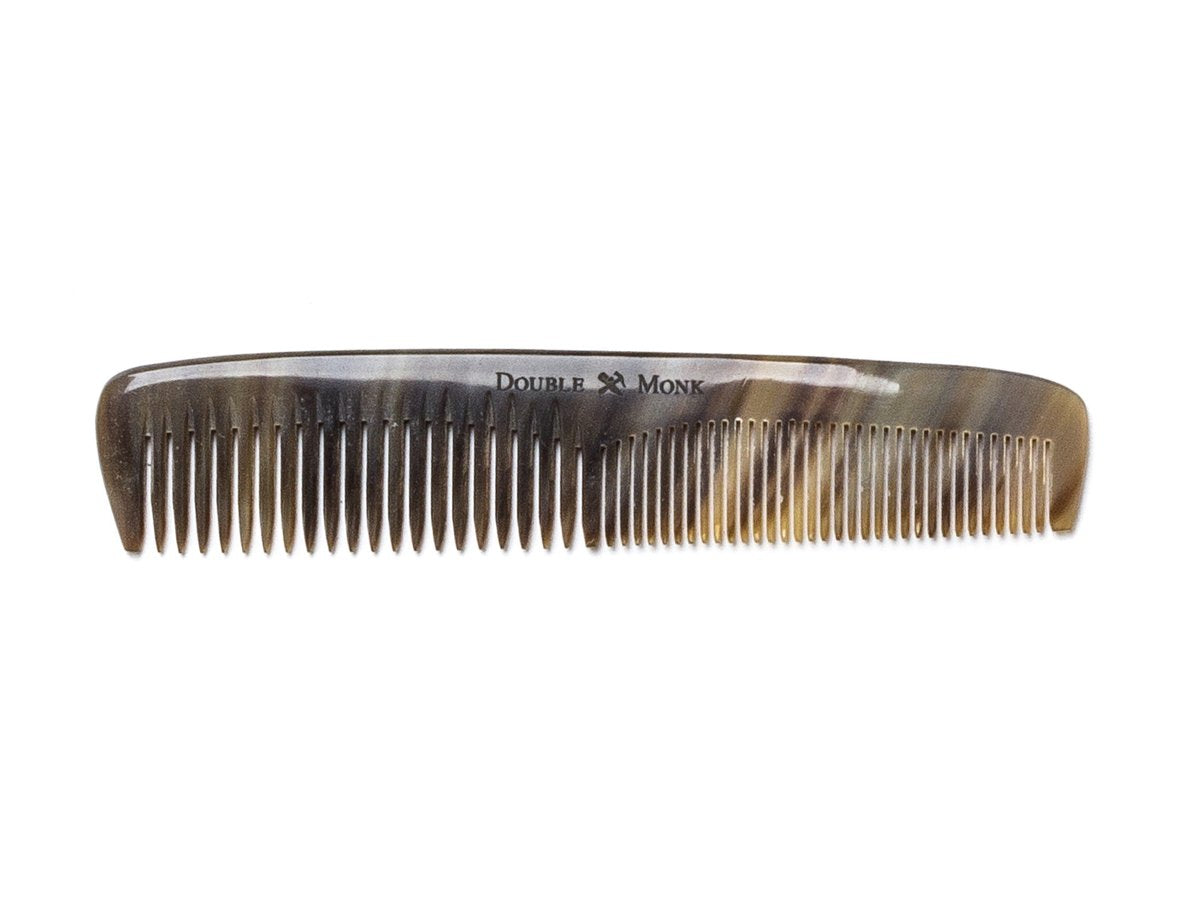 Abbeyhorn horn hair comb with brown and grey variations
