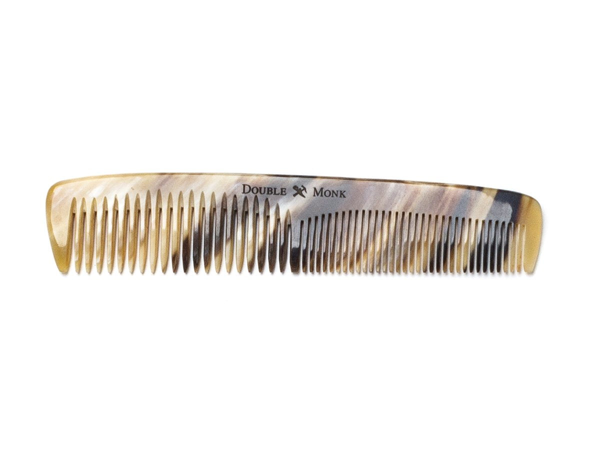 Abbeyhorn horn hair comb with lighter and darker brown variations