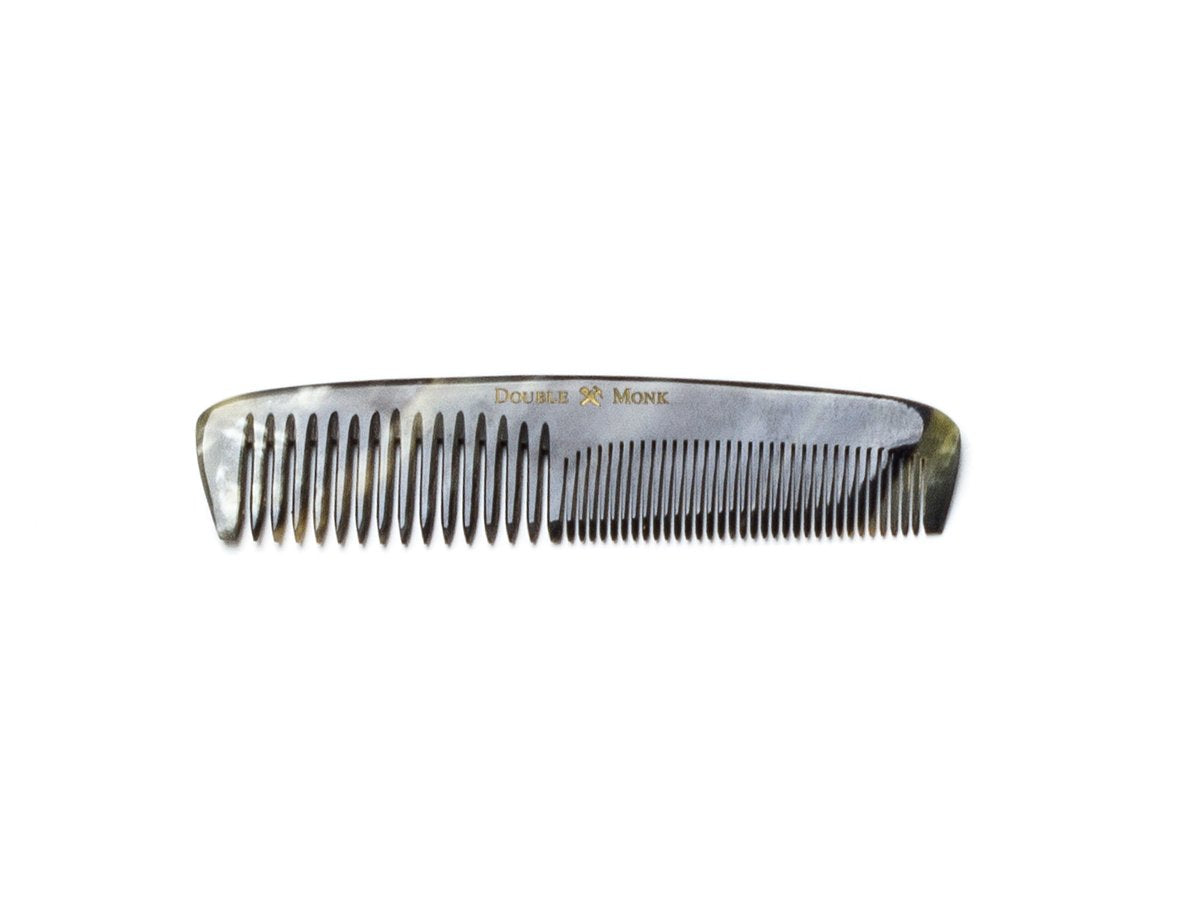 Abbeyhorn pocket sized horn hair comb with black and dark brown variations