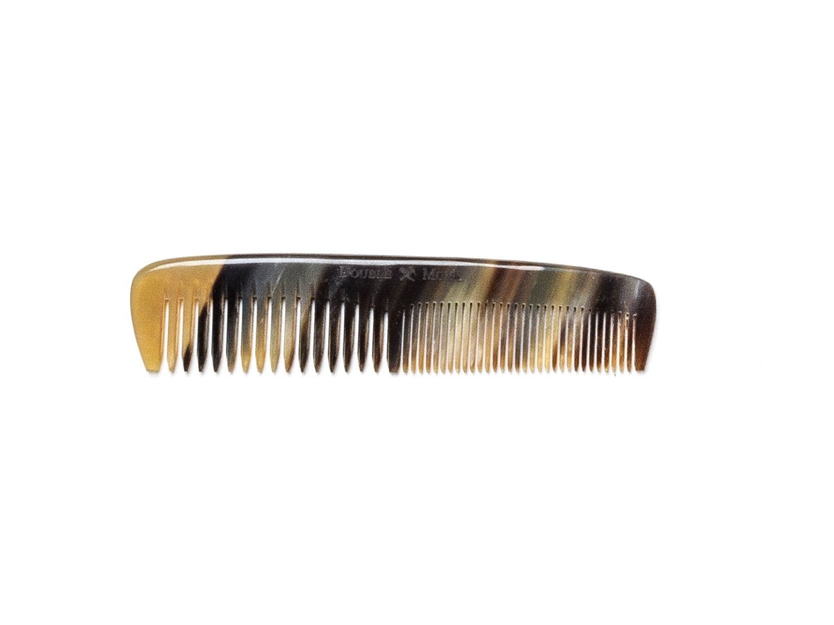 Abbeyhorn pocket sized horn hair comb with black and brown variations