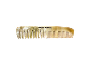 Abbeyhorn pocket sized horn hair comb with light brown and white variations
