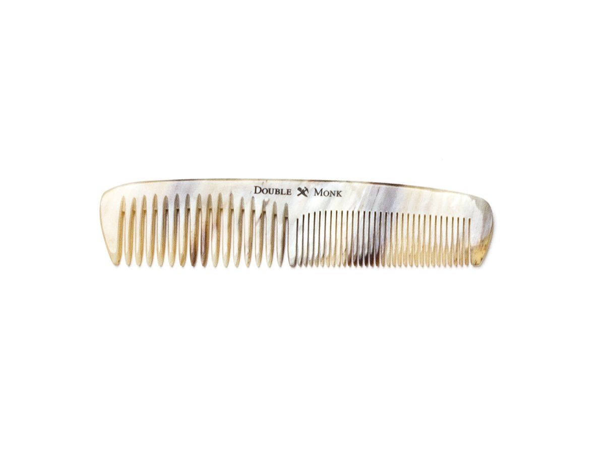 Abbeyhorn pocket sized horn hair comb with light brown variations