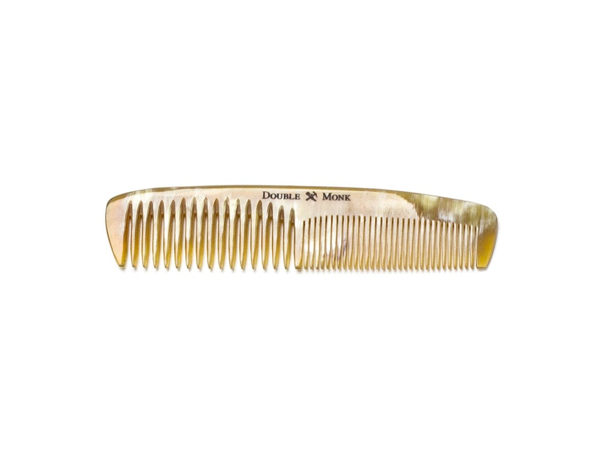 Abbeyhorn pocket sized horn hair comb with brown variations