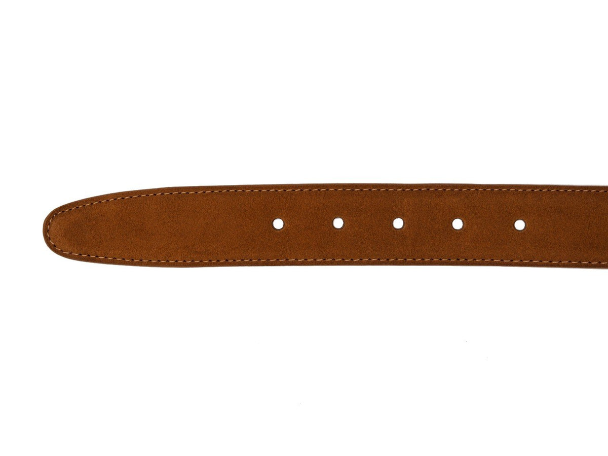 Alden snuff suede belt punch holes and end