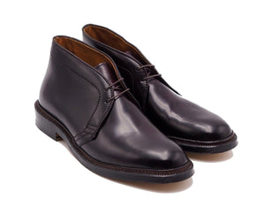 Front angle view of Alden chukka boot in color 8 shell cordovan