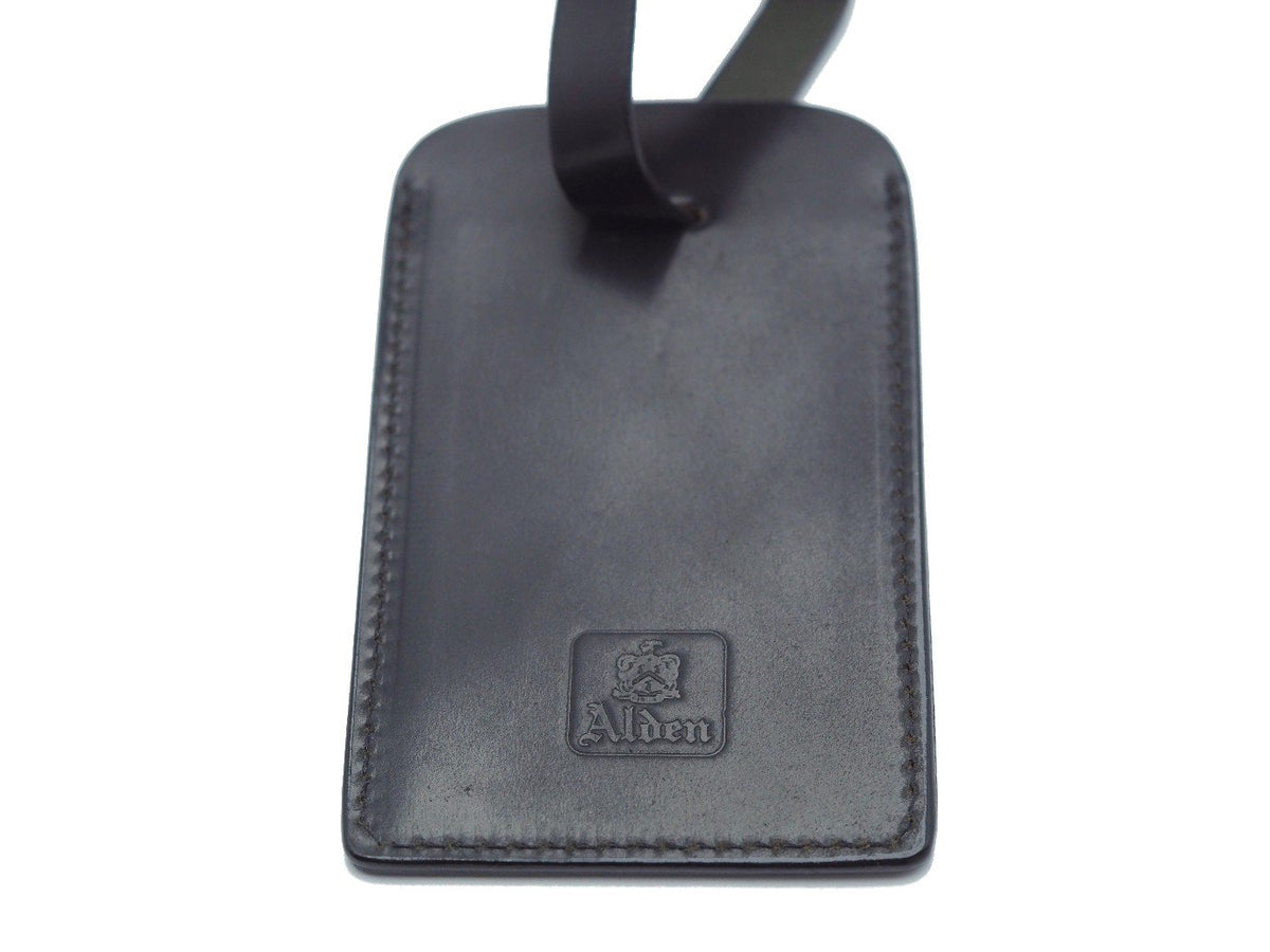 Alden luggage tag in black shell cordovan