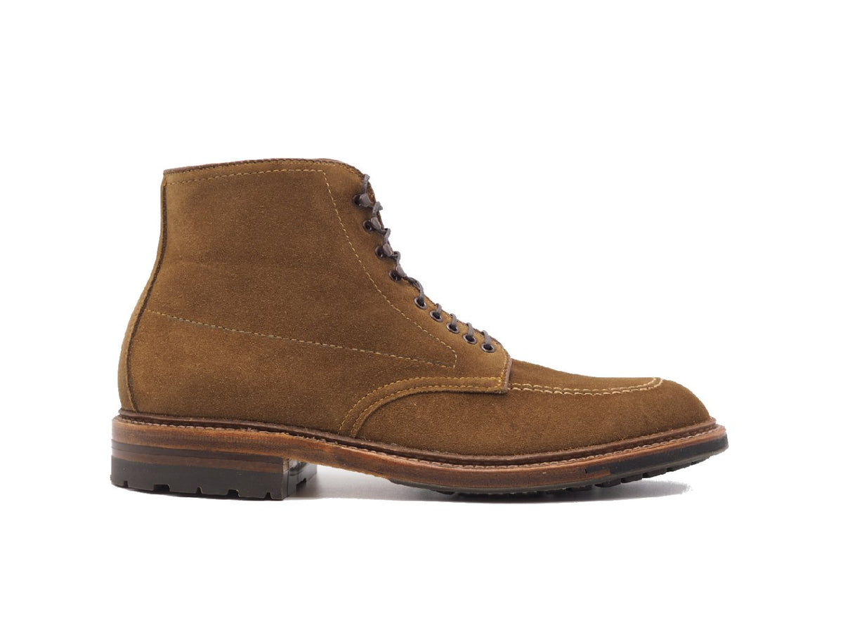 Side view of Alden Indy boot in snuff suede with commando sole