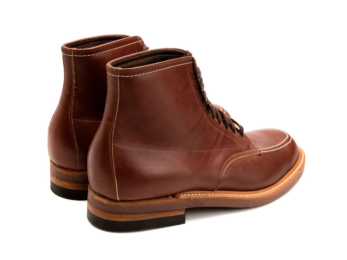 Back angle view of E width Alden Indy workboot in original brown chromexcel