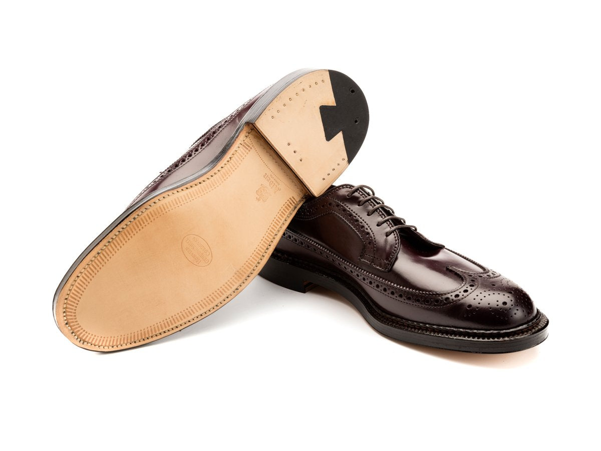 Leather sole of Alden longwing blucher shoes in color 8 shell cordovan