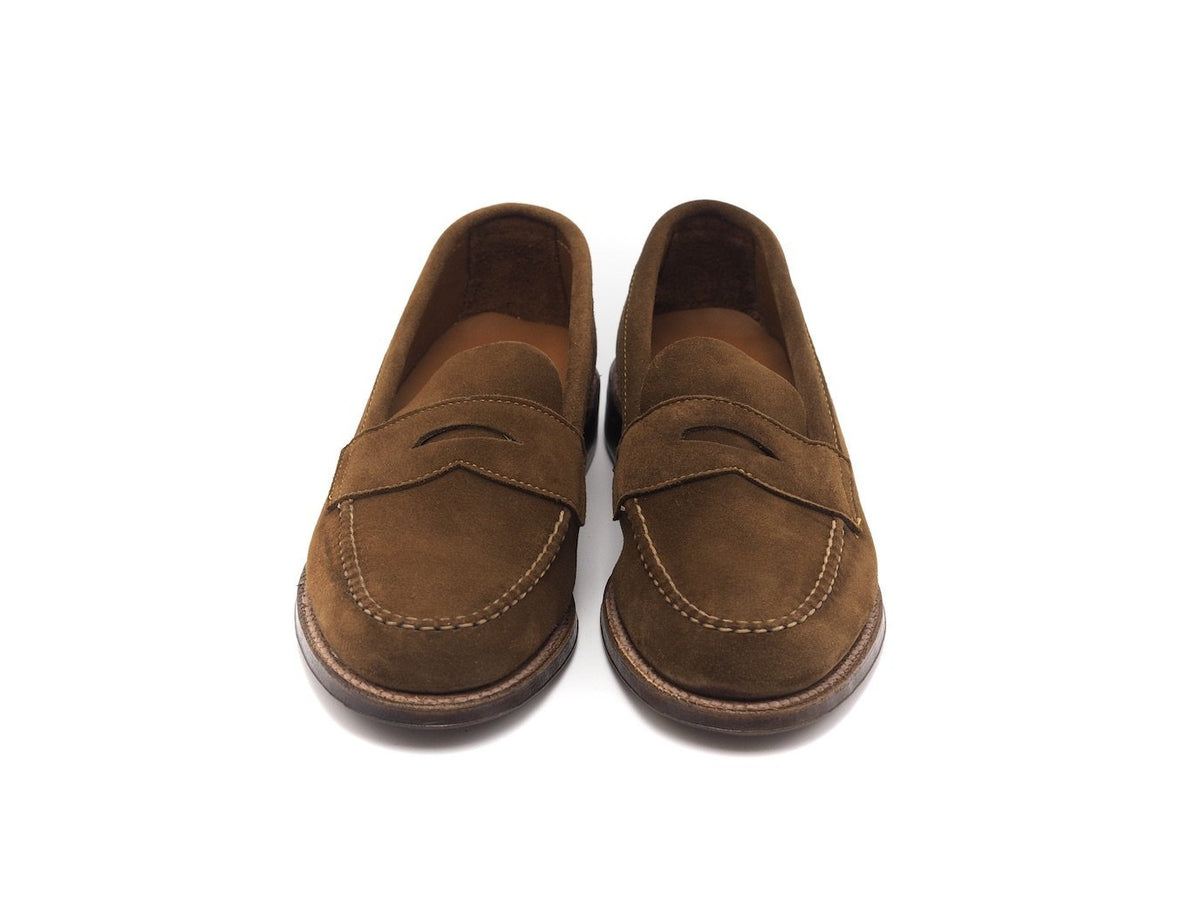 Alden Unlined Handsewn Penny Loafer Snuff Suede – Double Monk