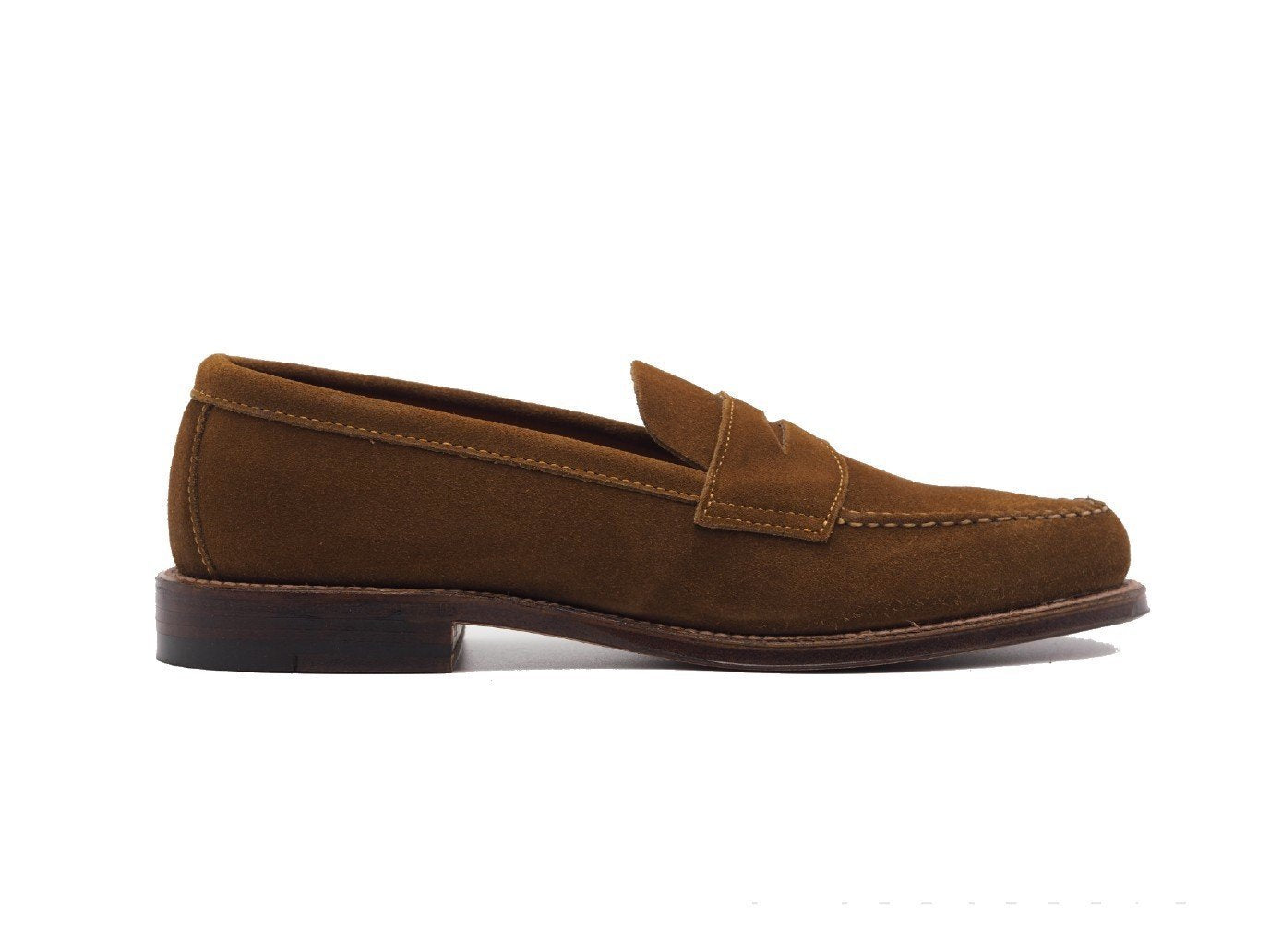 Alden Unlined Handsewn Penny Loafer Snuff Suede – Double Monk