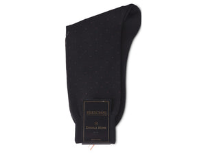 Calf Length Cotton Socks Black with Mocha Spots