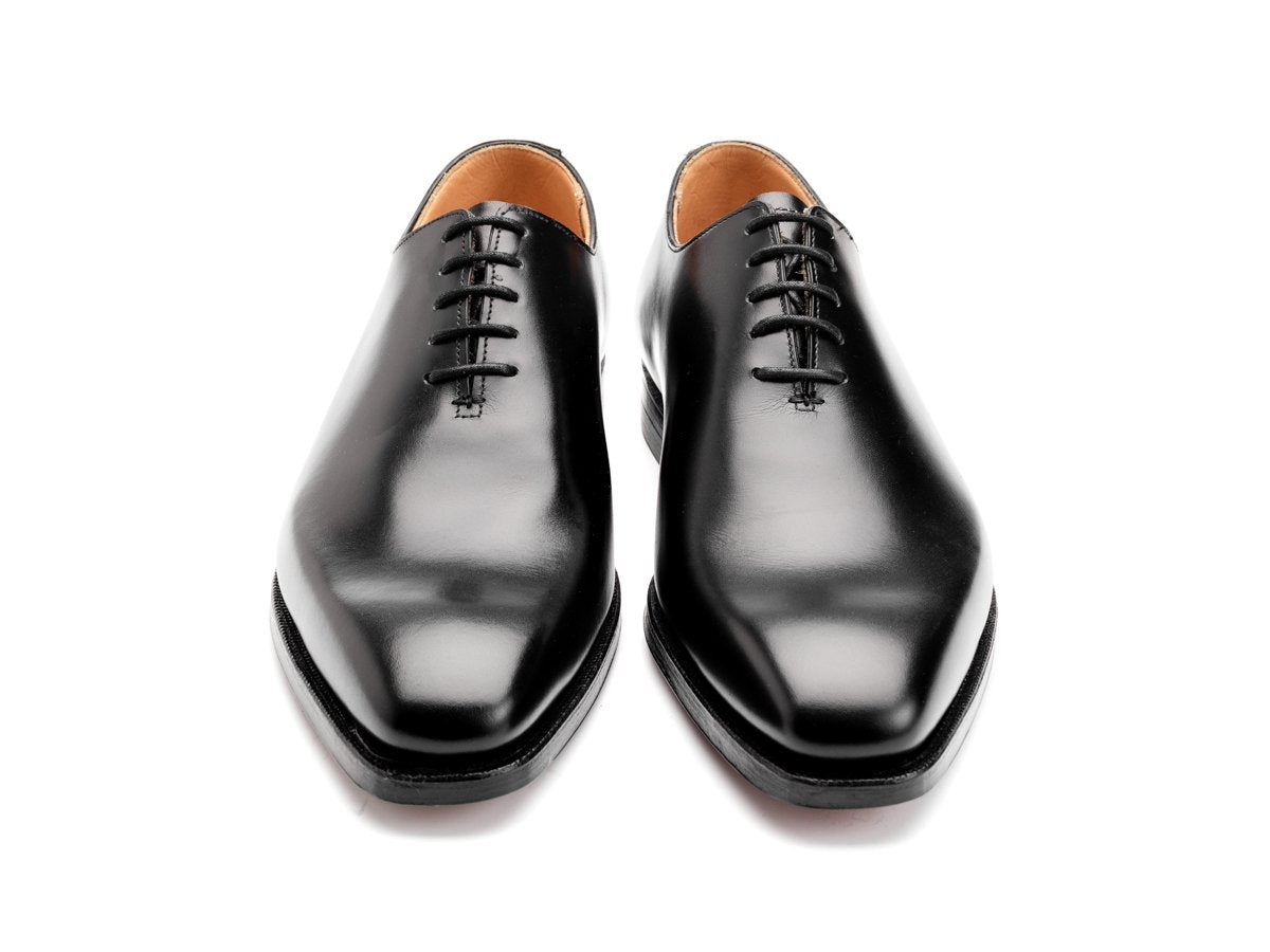 Front view of Crockett & Jones Alex wholecut oxford shoes in black calf