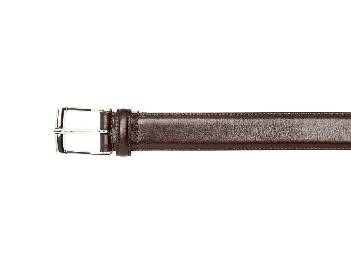 Crockett & Jones dark brown calf belt nickel buckle