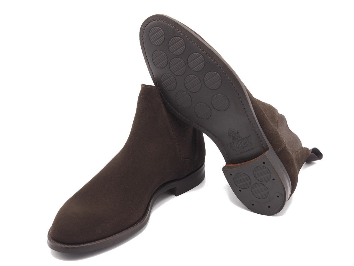 City rubber sole of Crockett & Jones Chelsea 8 boots in dark brown suede