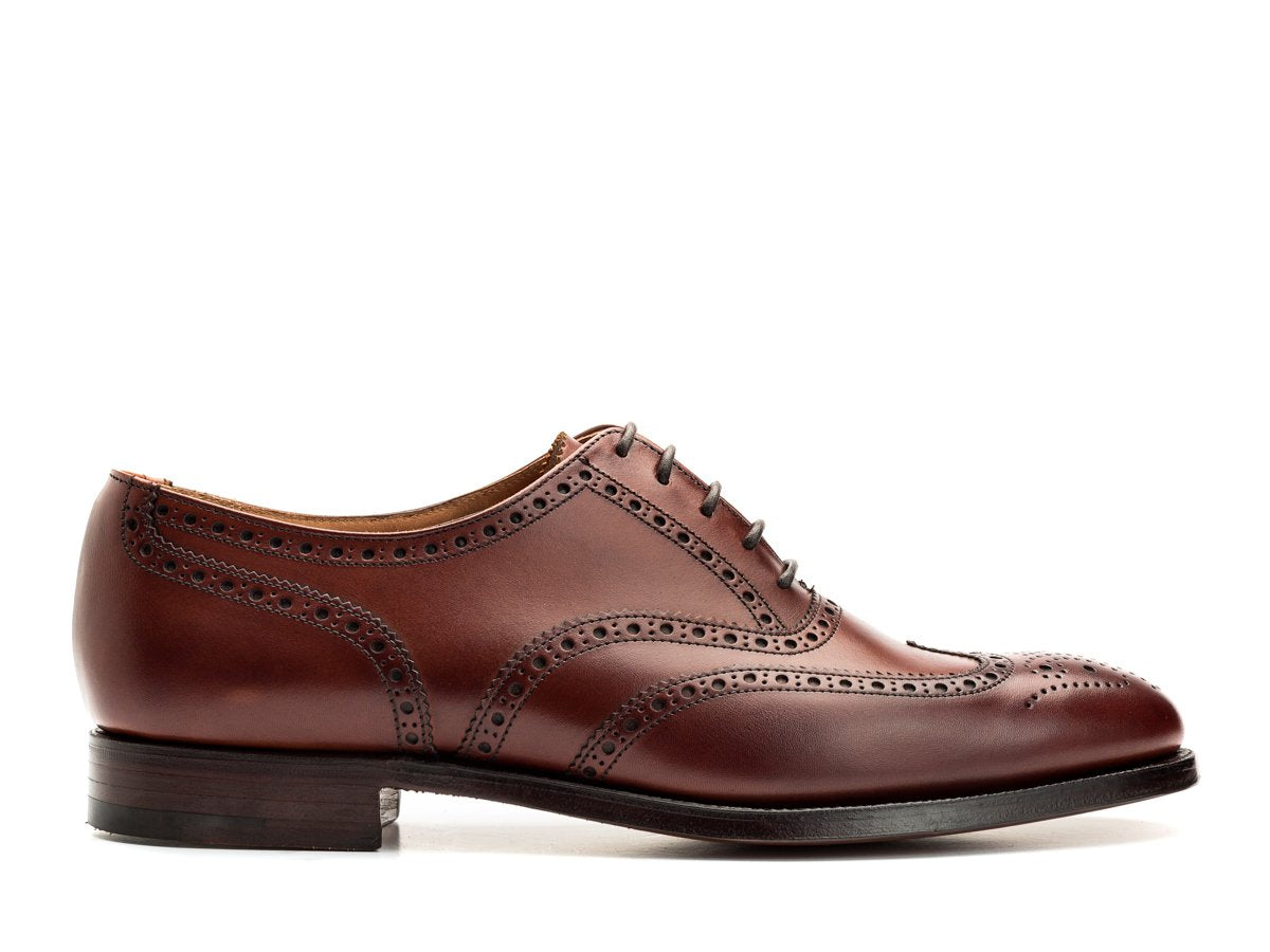 Side view of Crockett & Jones Finsbury wingtip full brogue oxford shoes in chestnut burnished calf