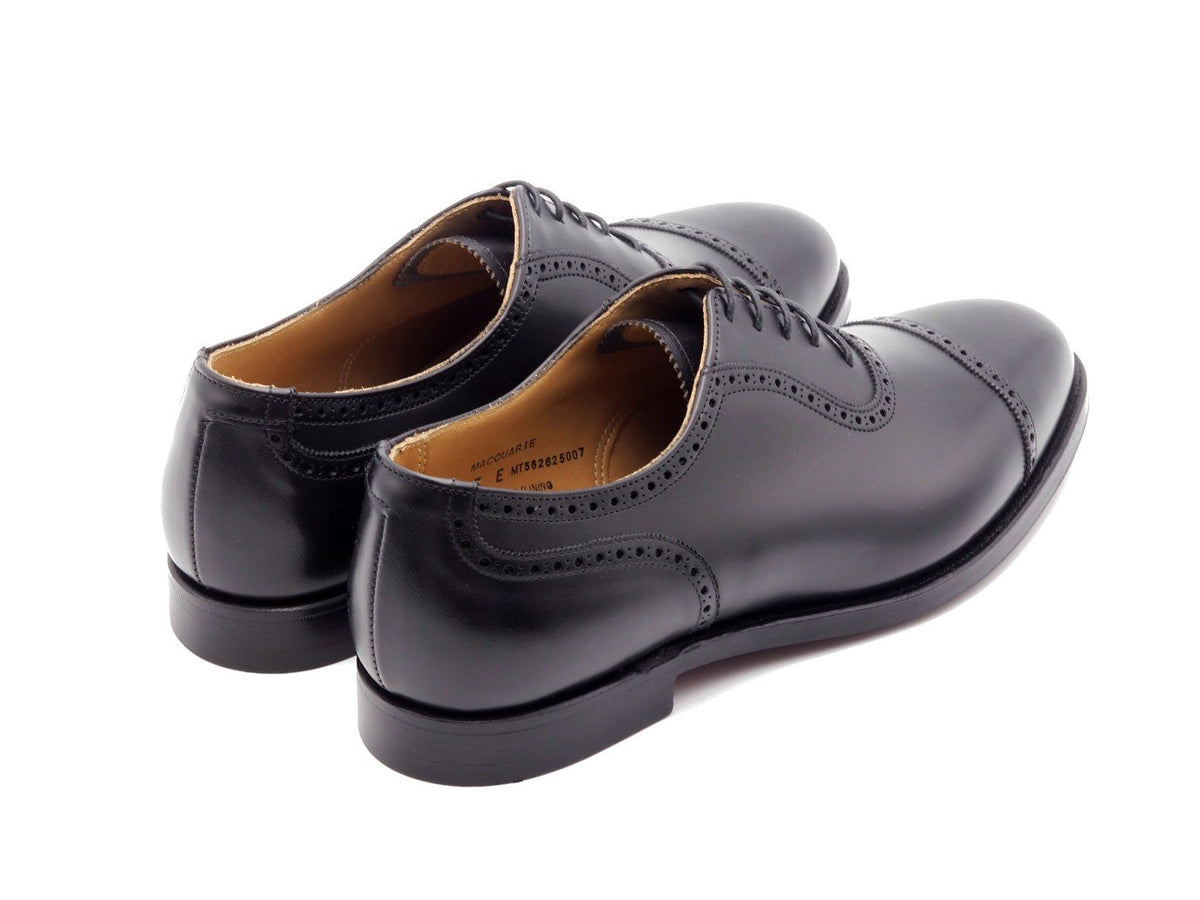 Back angle view of Crockett & Jones Macquarie 2 adelaide brogue oxford shoes in black calf