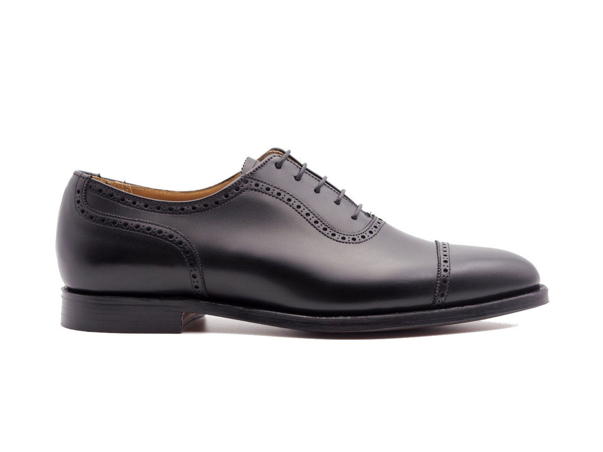 Side view of Crockett & Jones Macquarie 2 adelaide brogue oxford shoes in black calf