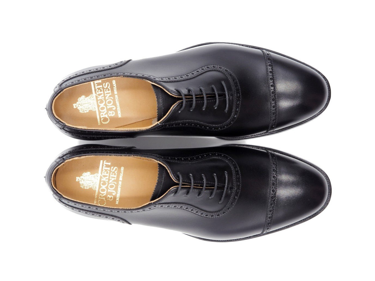 Top view of Crockett & Jones Macquarie 2 adelaide brogue oxford shoes in black calf