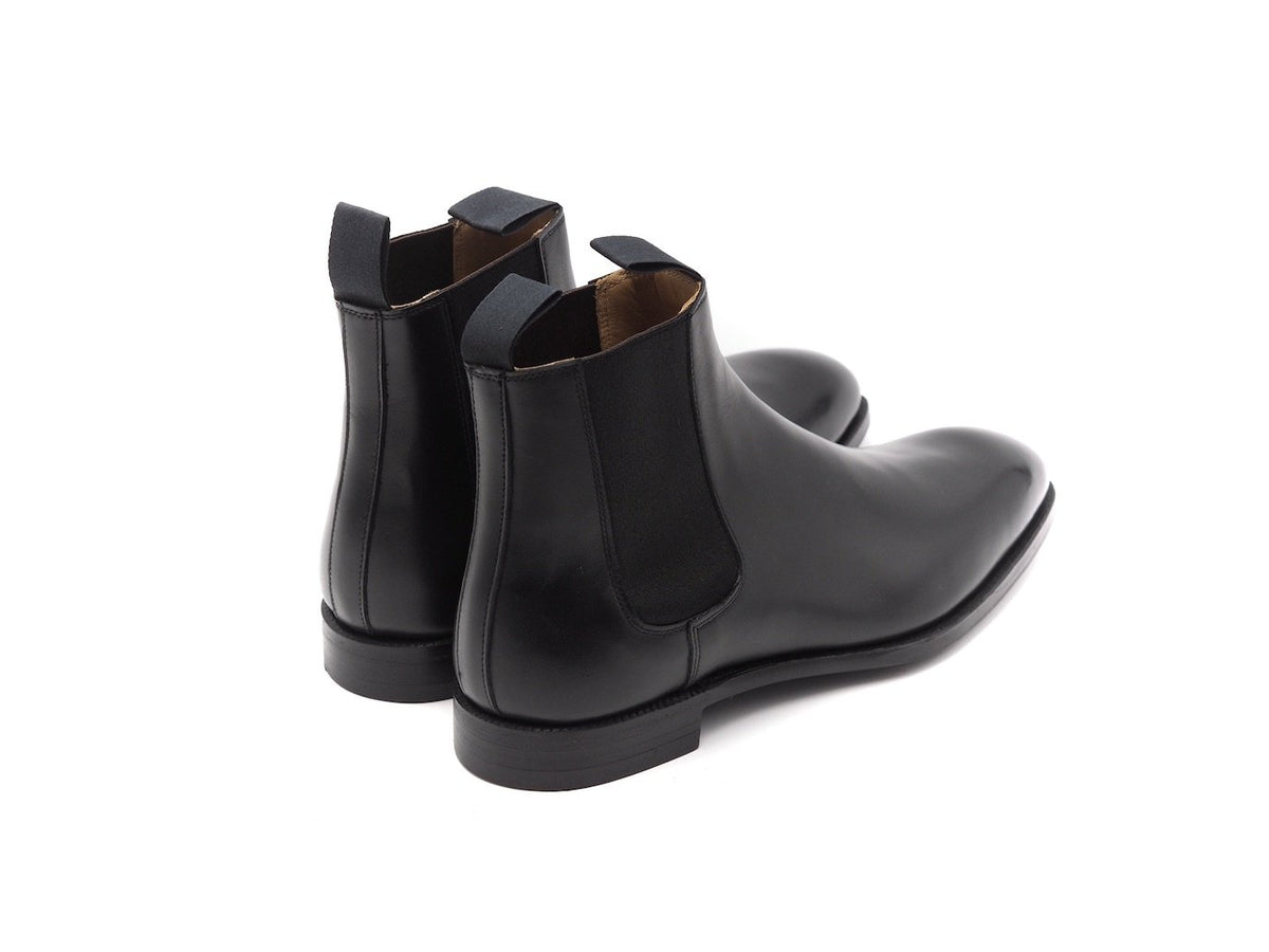 Back angle view of Crockett & Jones Maitland chelsea boots in black calf