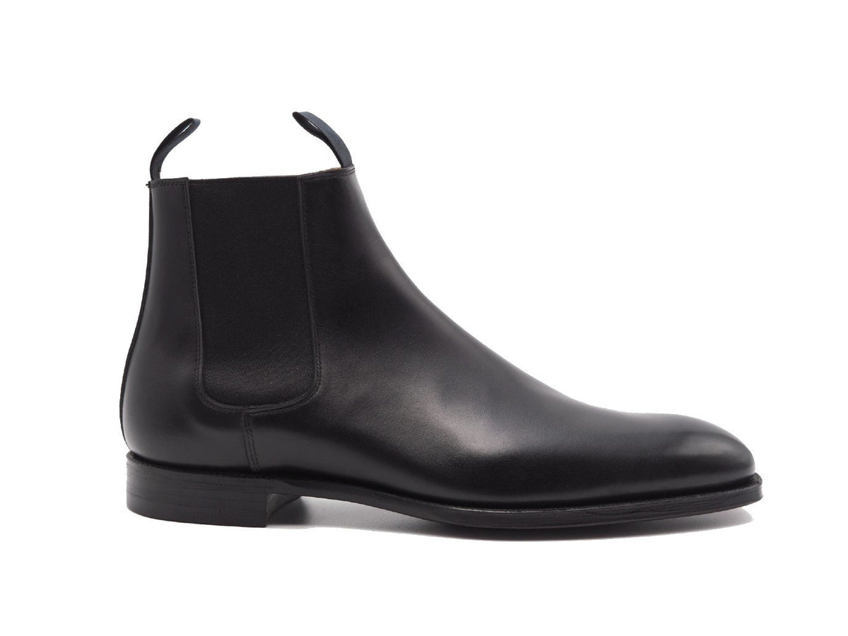 Side view of Crockett & Jones Maitland chelsea boots in black calf