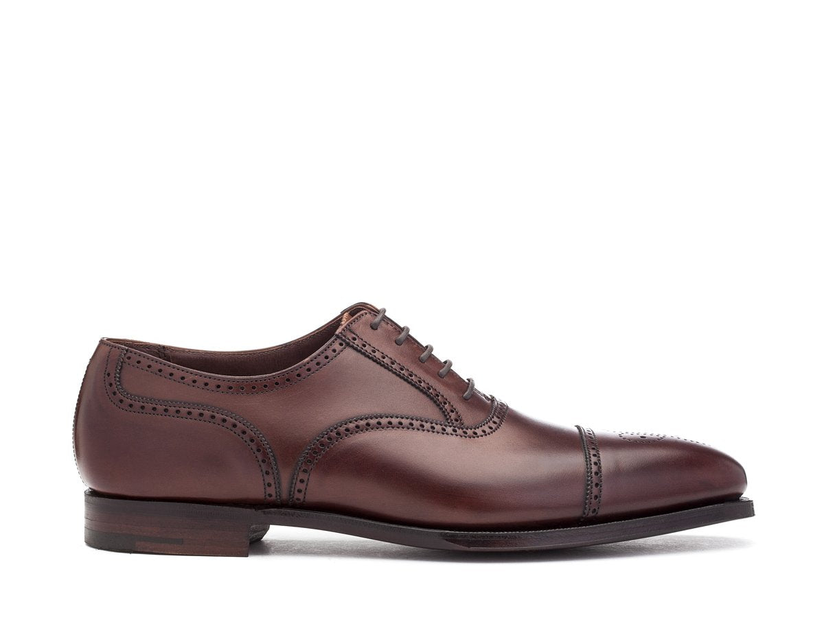 Side view of Crockett & Jones Selborne half brogue oxford shoes in chestnut antique calf