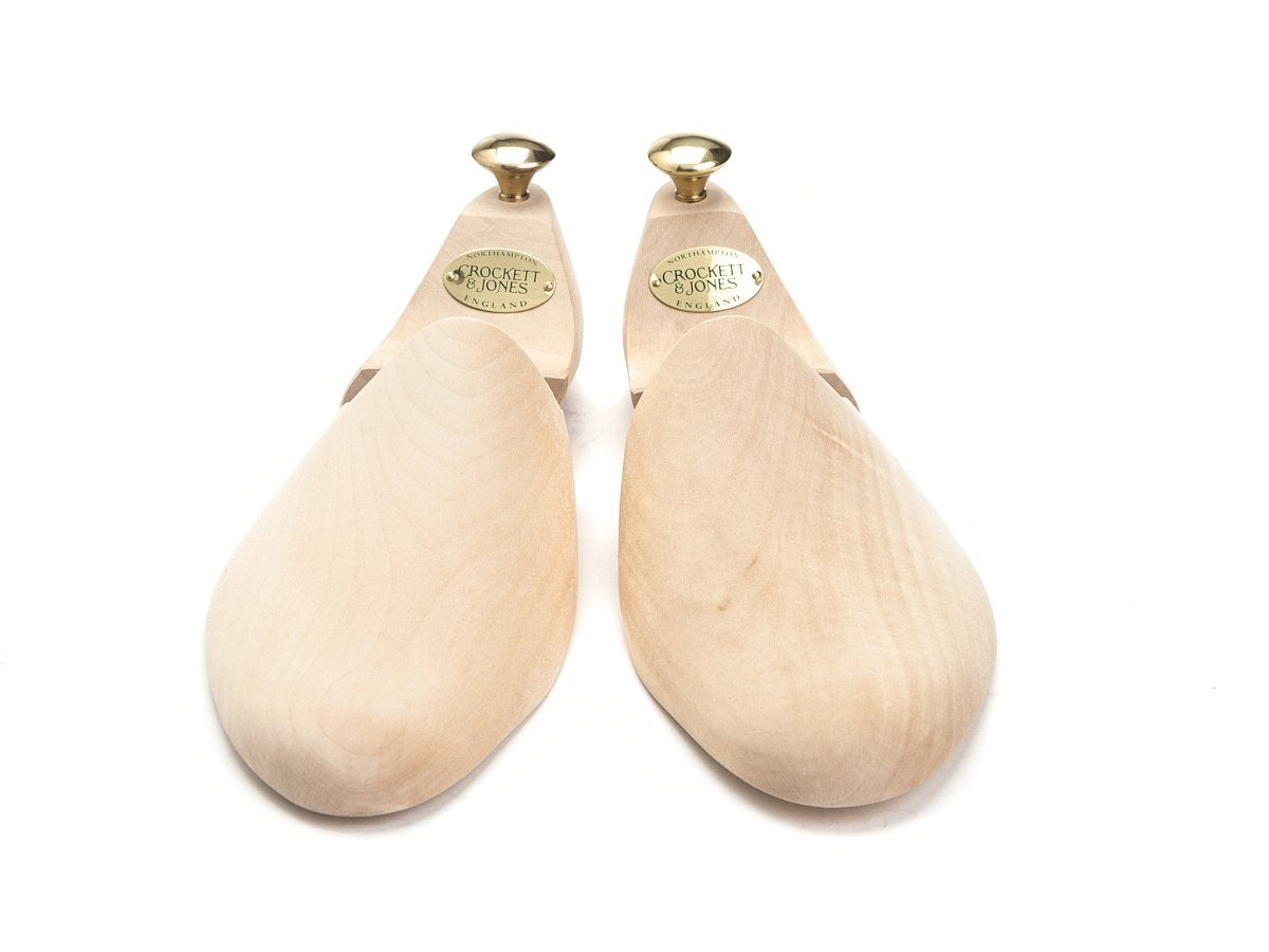 Front view of Crockett & Jones limewood shoe trees