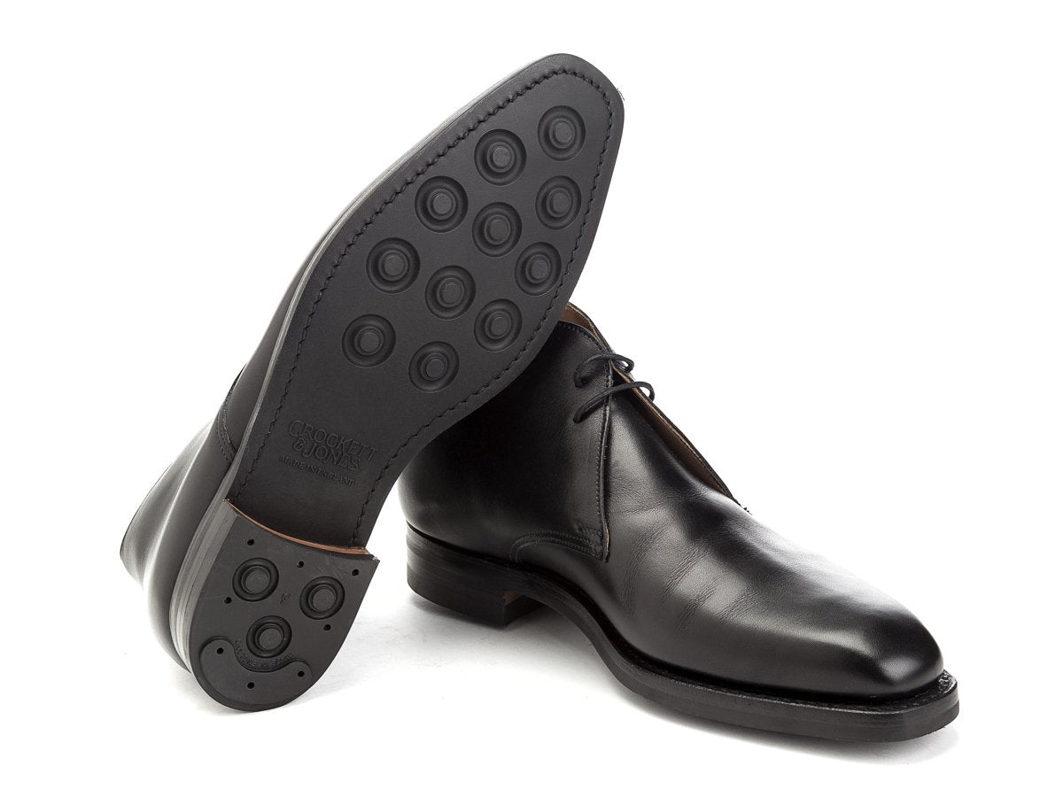 Dainite rubber sole of Crockett & Jones Tetbury chukka boots in black calf