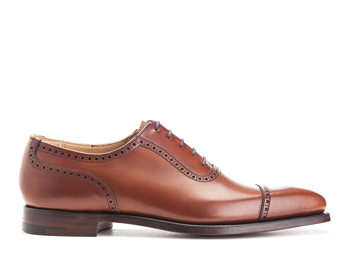 Side view of Crockett & Jones Westbourne adelaide brogue oxford shoes in chestnut burnished calf
