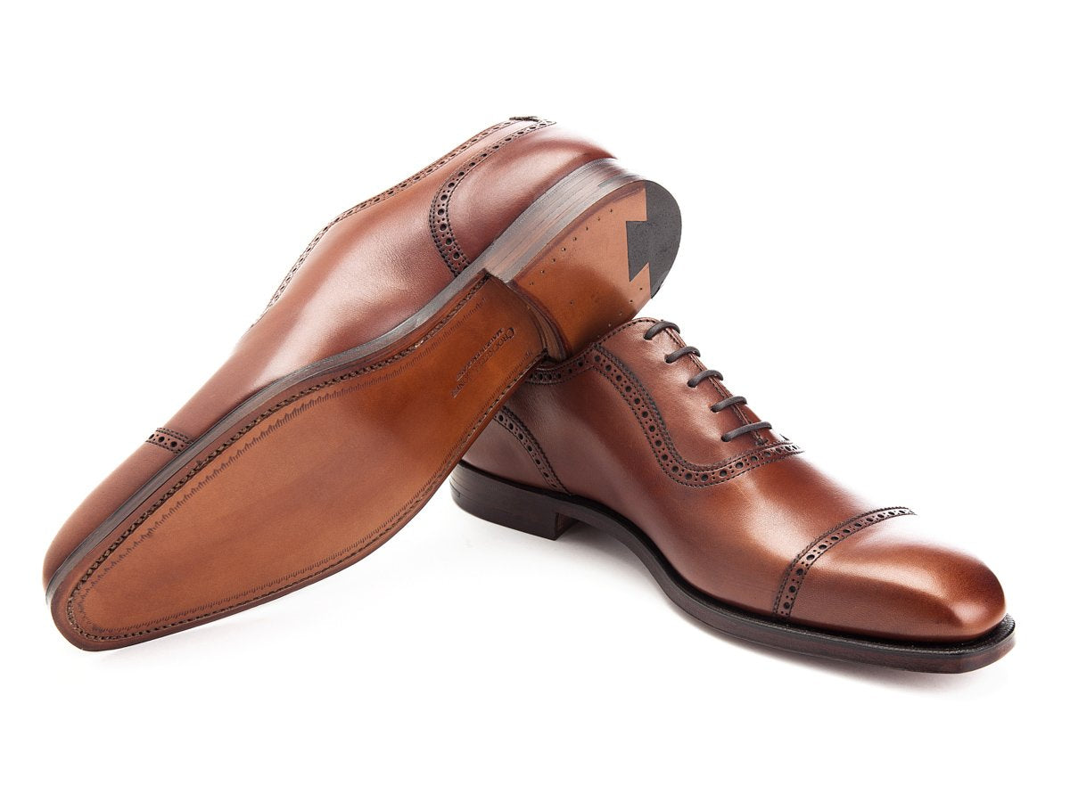 Leather sole of Crockett & Jones Westbourne adelaide brogue oxford shoes in chestnut burnished calf