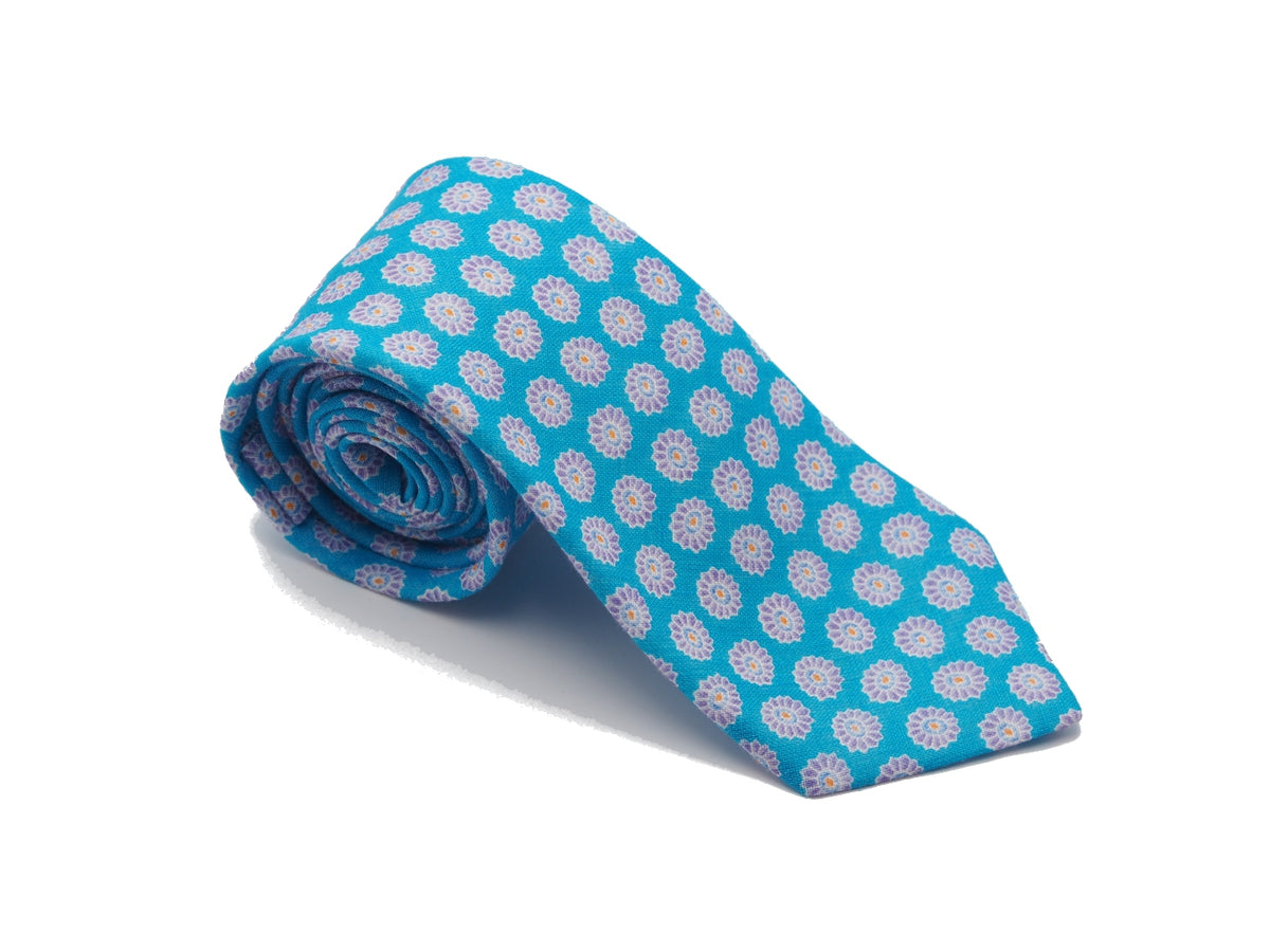Linen Tie Flower Blue