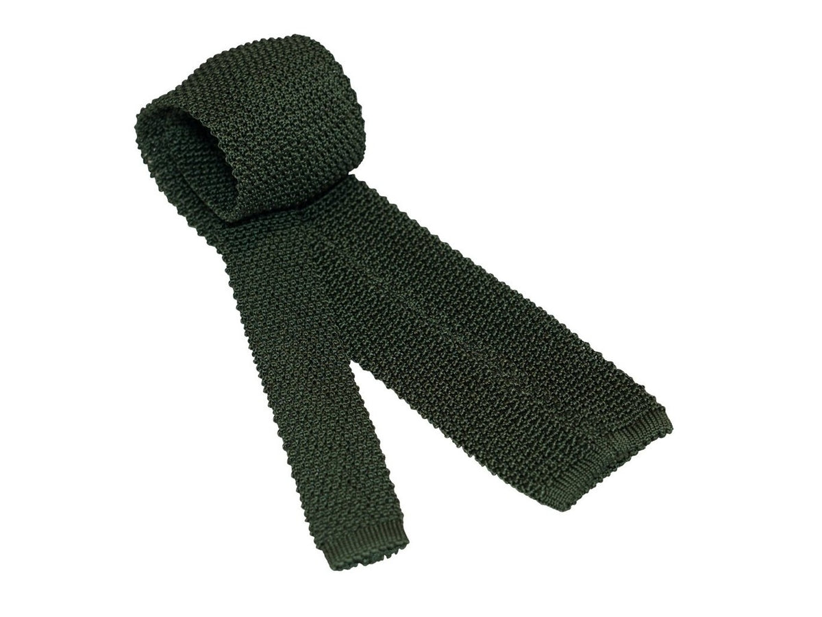Silk Knit Tie Army Green