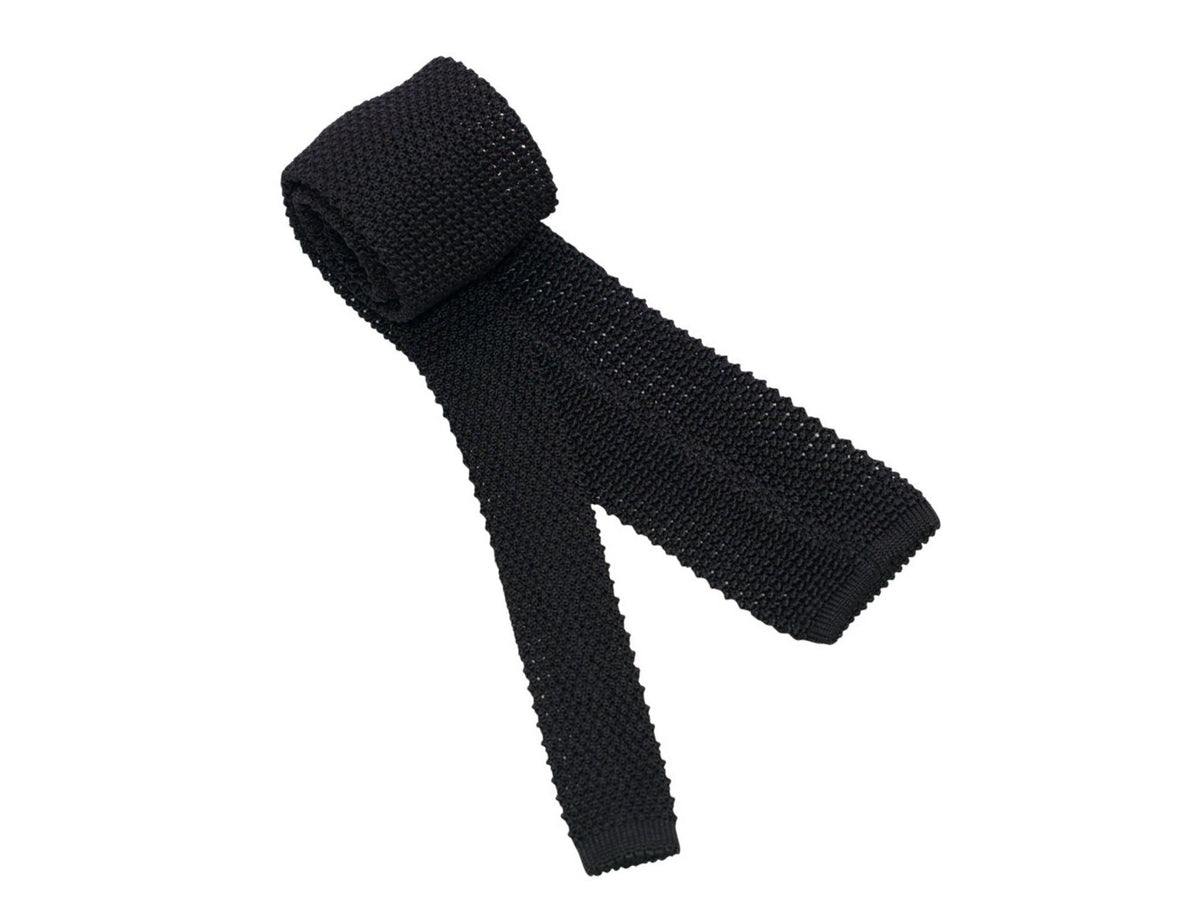 Silk Knit Tie Black