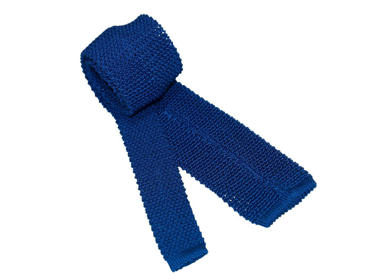 Silk Knit Tie Marine Blue