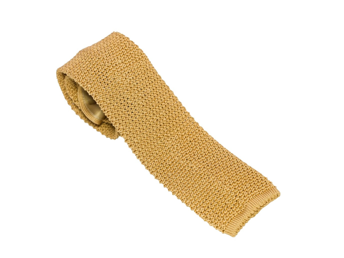 Silk Knit Tie Mustard Yellow – Double Monk