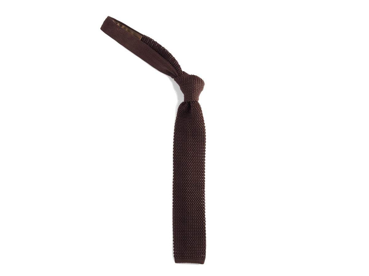 Silk Knit Tie Dark Brown