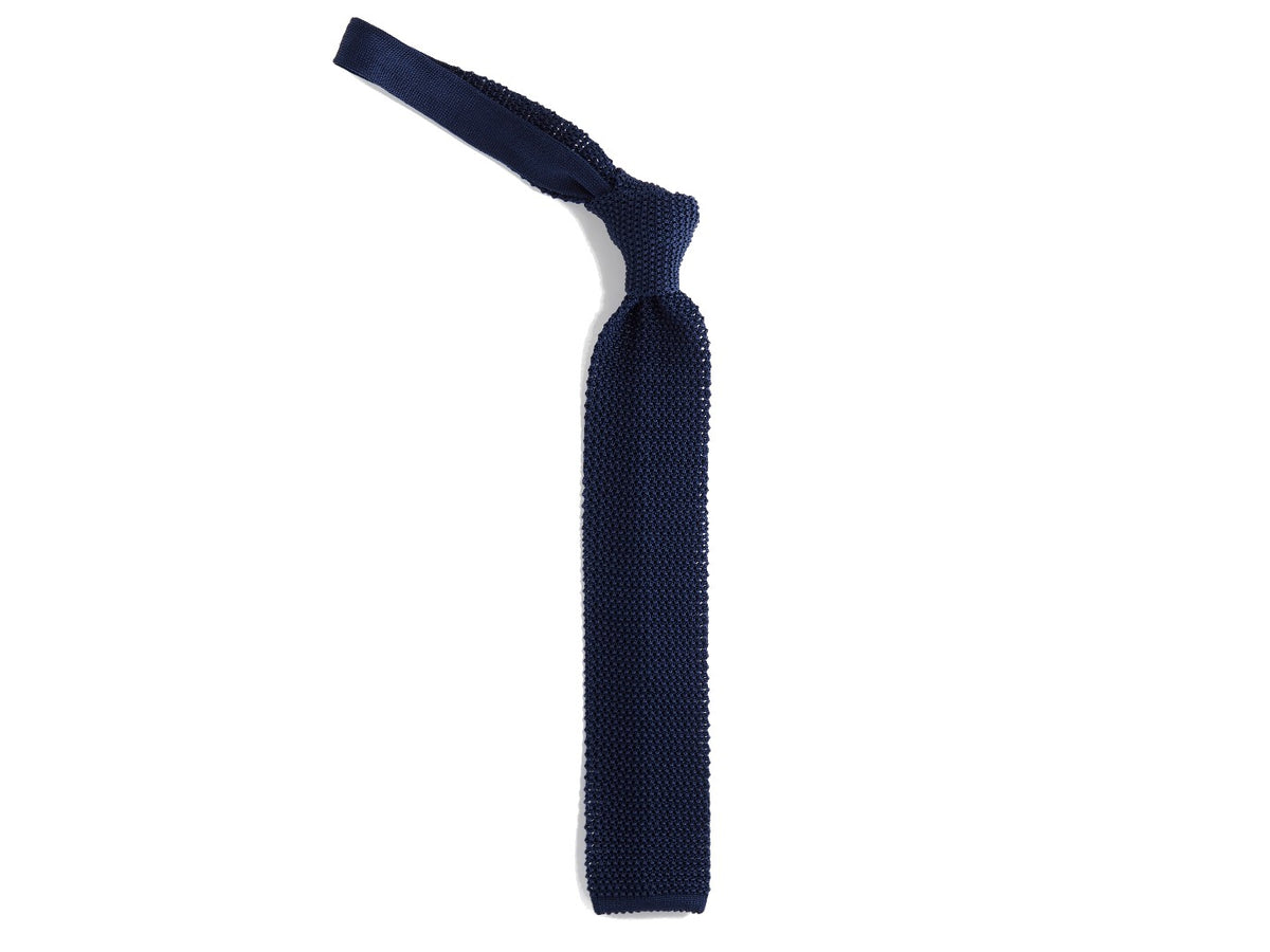 Silk Knit Tie Navy