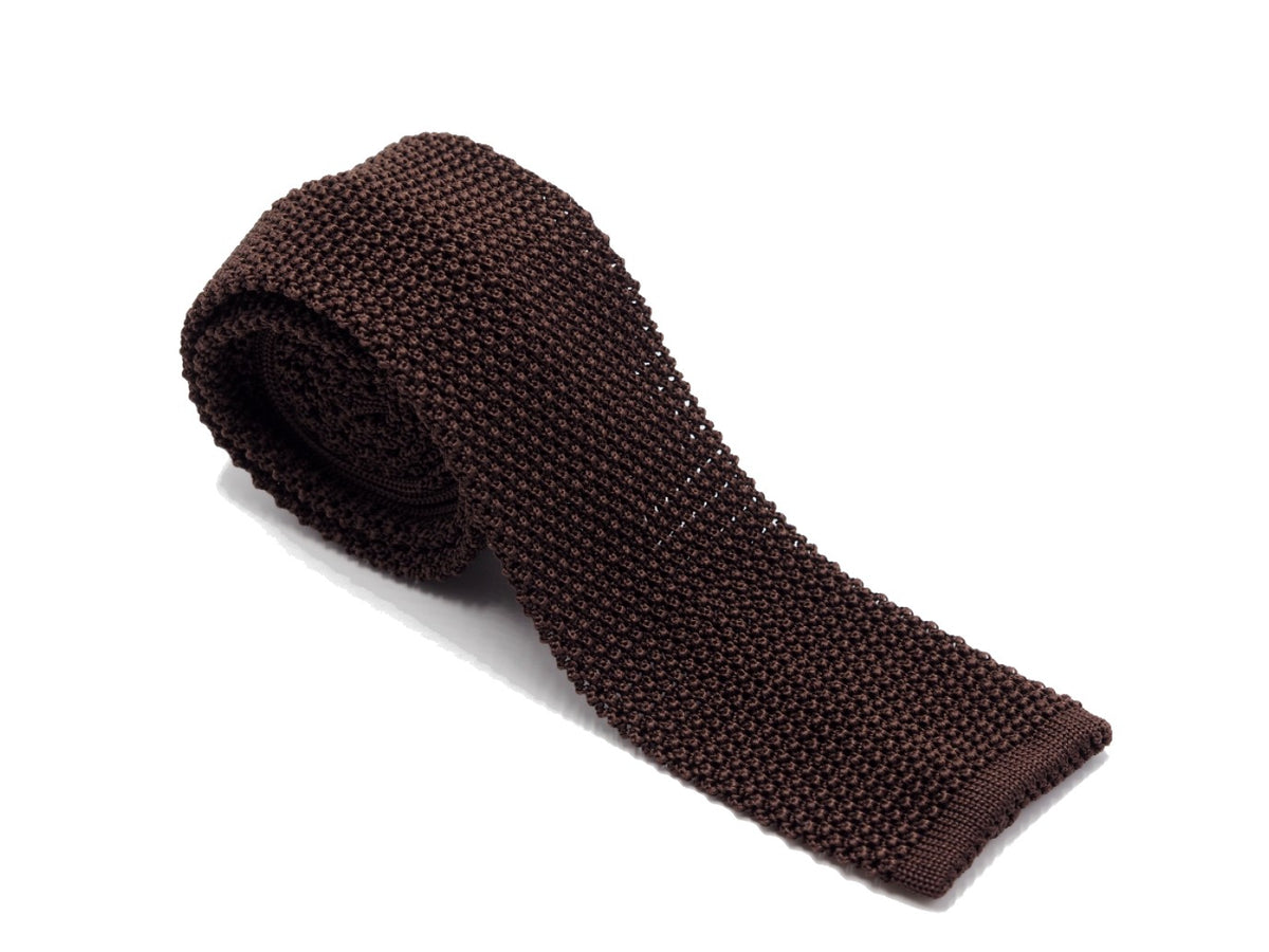 Silk Knit Tie Dark Brown