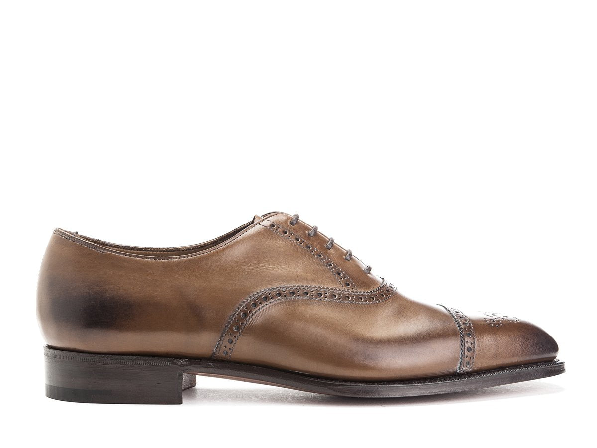 Side view of Edward Green Asquith half brogue oxford shoes in dark oak antique calf