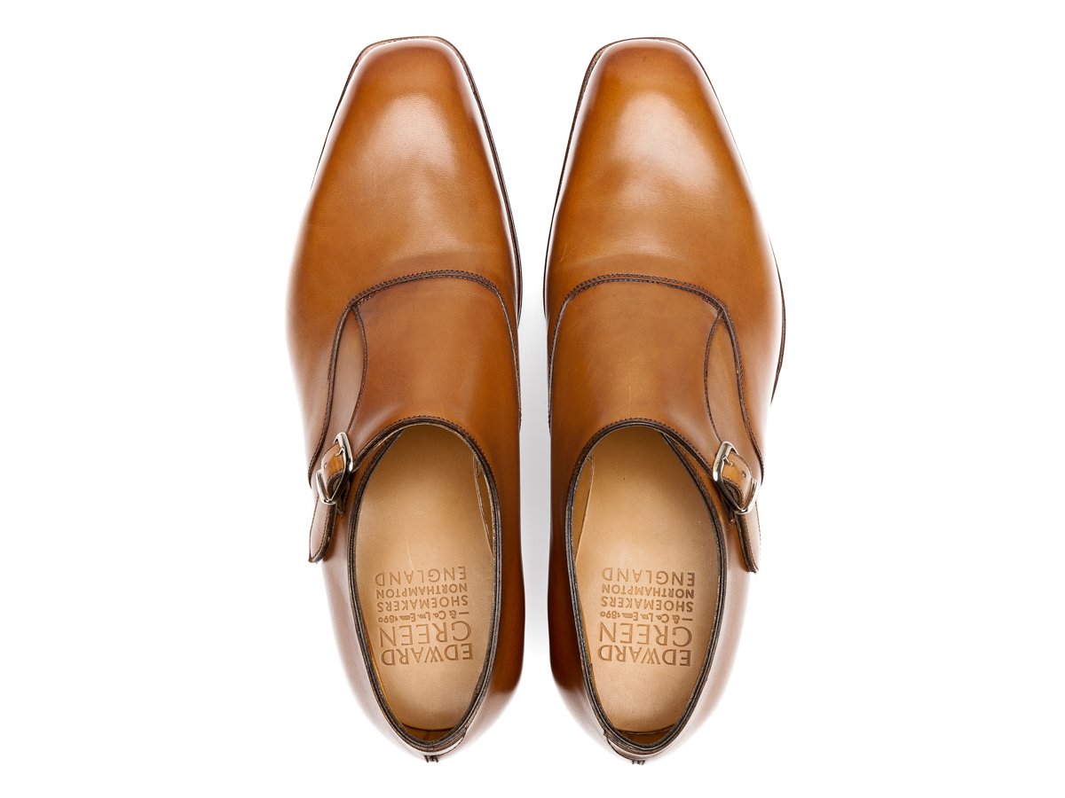 Top view of Edward Green Oundle single monk strap shoes in edwardian antique calf