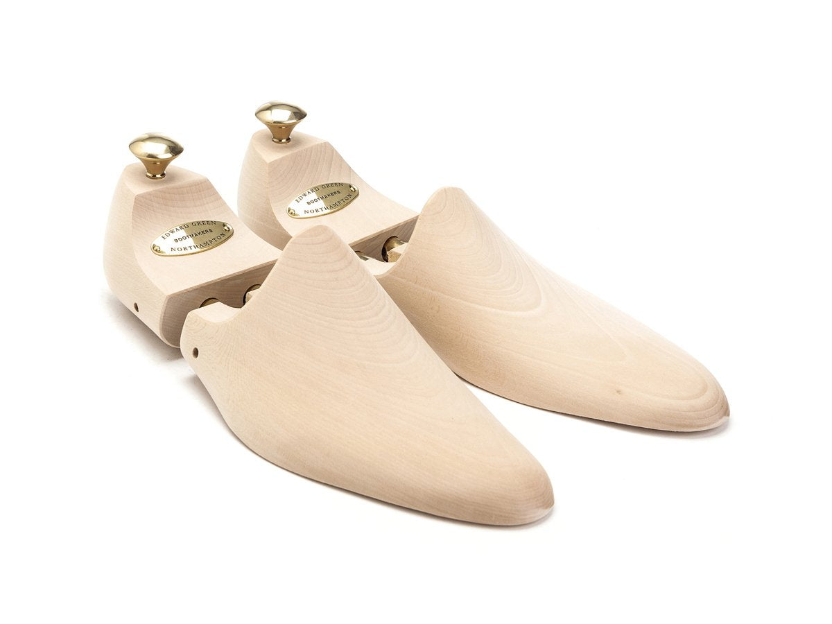 Front angle view of Edward Green beechwood shoe trees