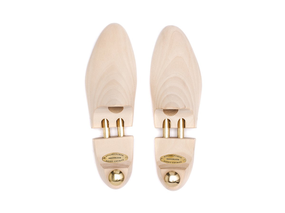 Top view of Edward Green beechwood shoe trees