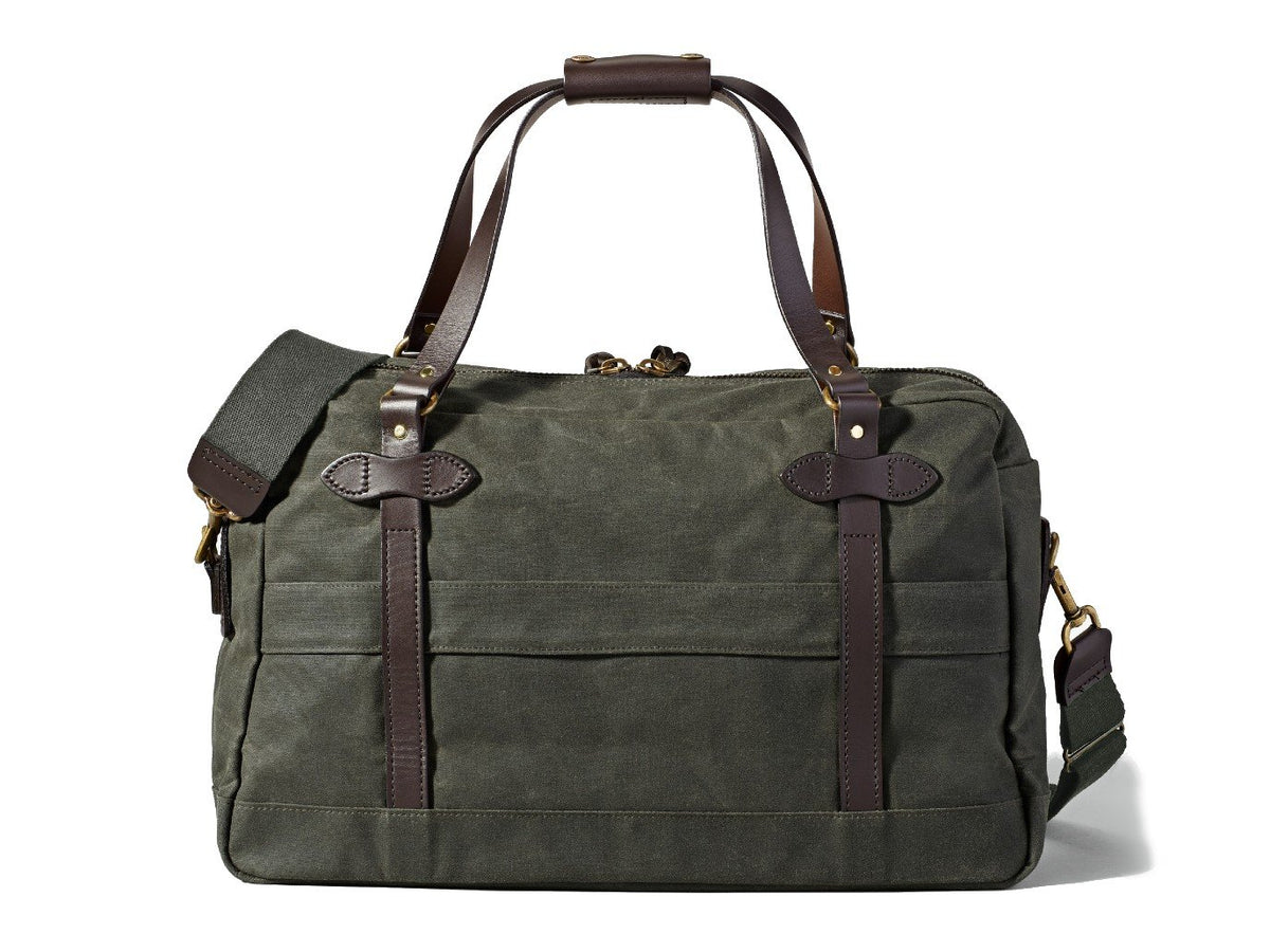 Back view of Filson 48 Hour Tin Cloth Duffle bag in otter green