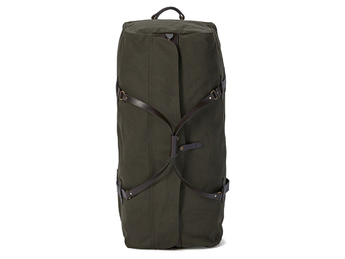 Top view of Filson Extra Large Rolling Duffle bag in otter green